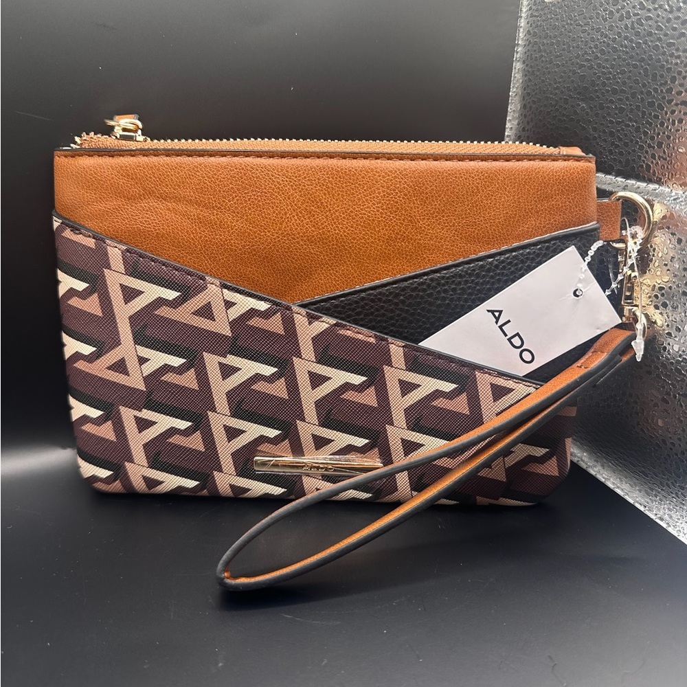 ALDO Brown and Black Patterned Clutch Wallet